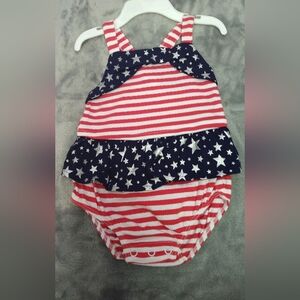 Lightning Bug one piece romper. Red/ blue. Size 12 mo. Nwt